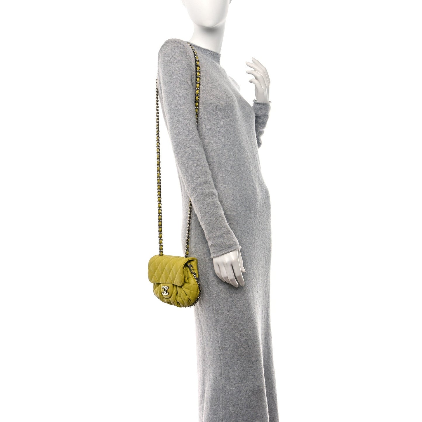 Amelia Washed Lambskin Quilted Mini Chain Around Flap Yellow