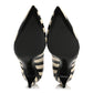 Saint Laurent Elaphe Snakeskin Striped Kiki Kitten Heel Pumps 38.5 Black Off White
