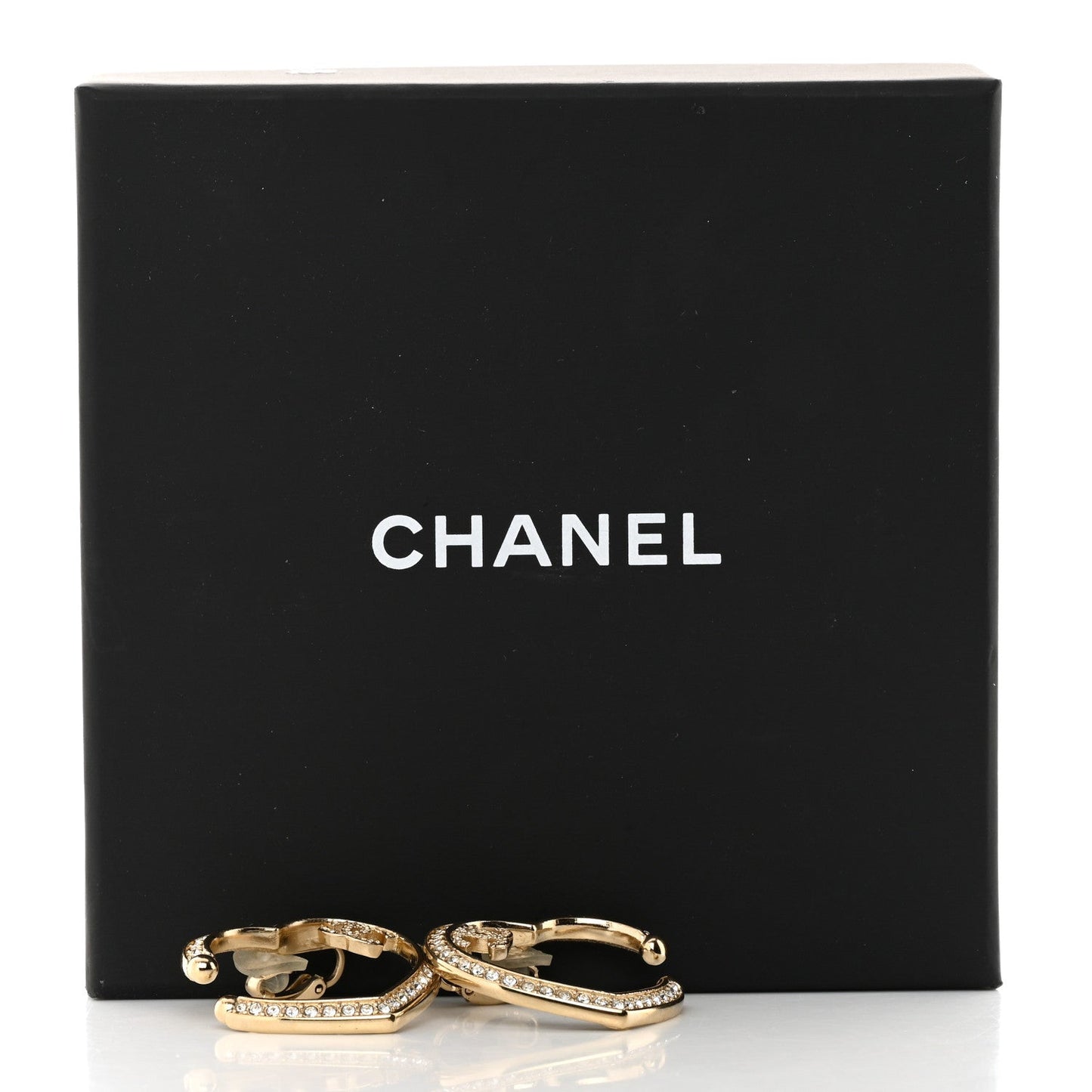 Amelia Metal Crystal CC Open Heart Earrings Gold
