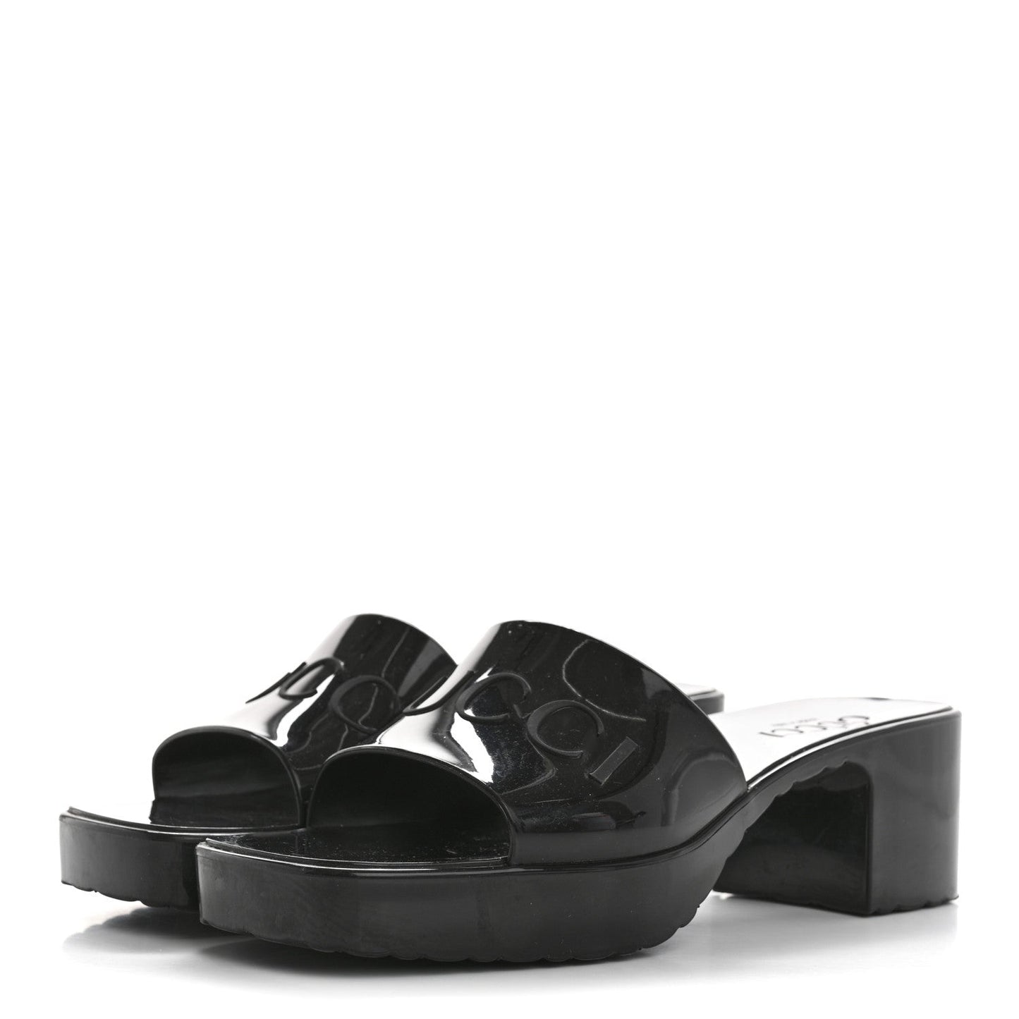 Amelia Rubber Logo Womens Platform 20/60mm Slide Sandals 35 Black