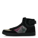 Louis Vuitton Suede Monogram Mens Rivoli High Top Sneakers Black Multicolor
