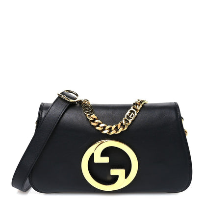 Amelia Roxy Calfskin Blondie Chain Shoulder Flap Bag Black