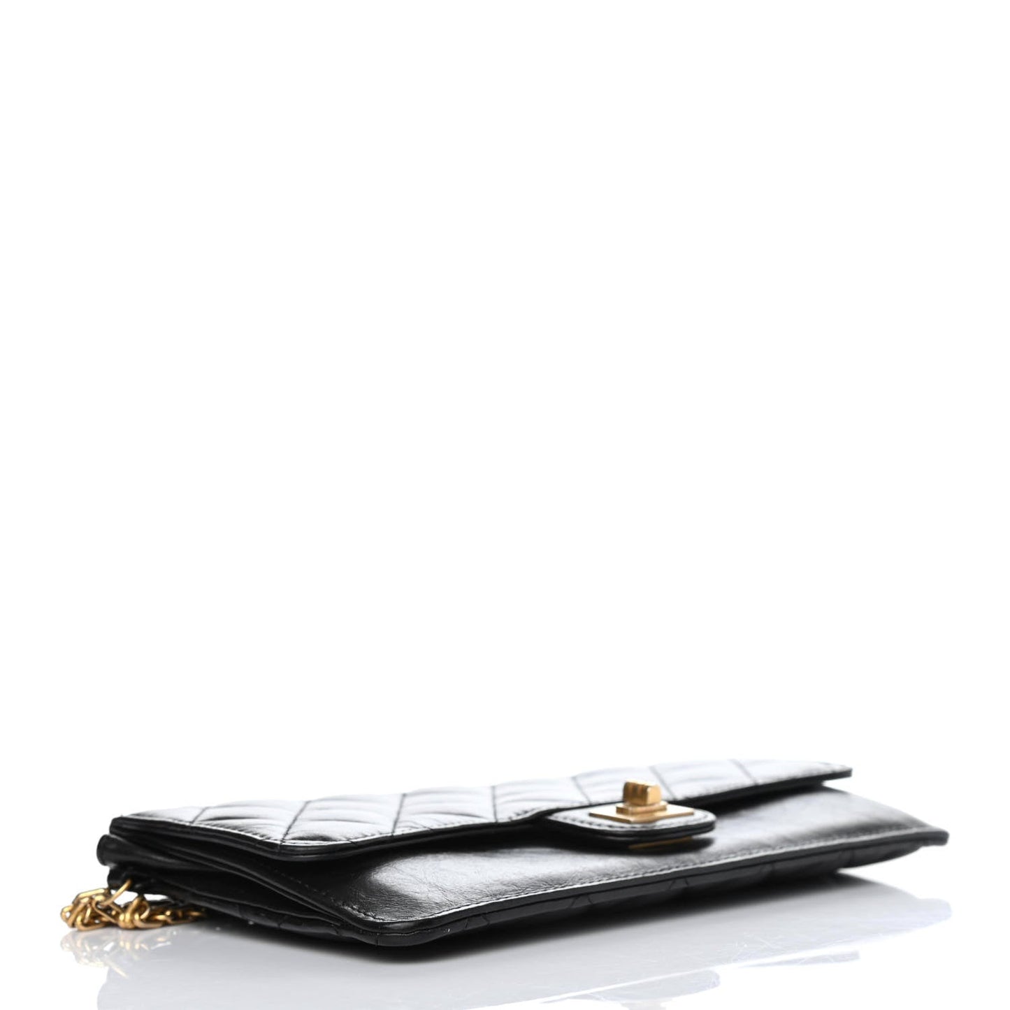 CHANEL Aged Calfskin Quilted 2.55 Reissue Pouch With Chain Handle Black