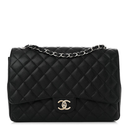 Amelia Caviar Quilted Maxi Double Flap Black