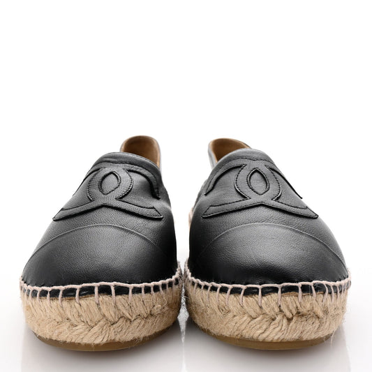 Amelia Lambskin CC Espadrilles 39 Black
