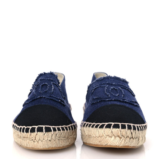 Amelia Denim Toile CC Espadrilles 40 Navy Black
