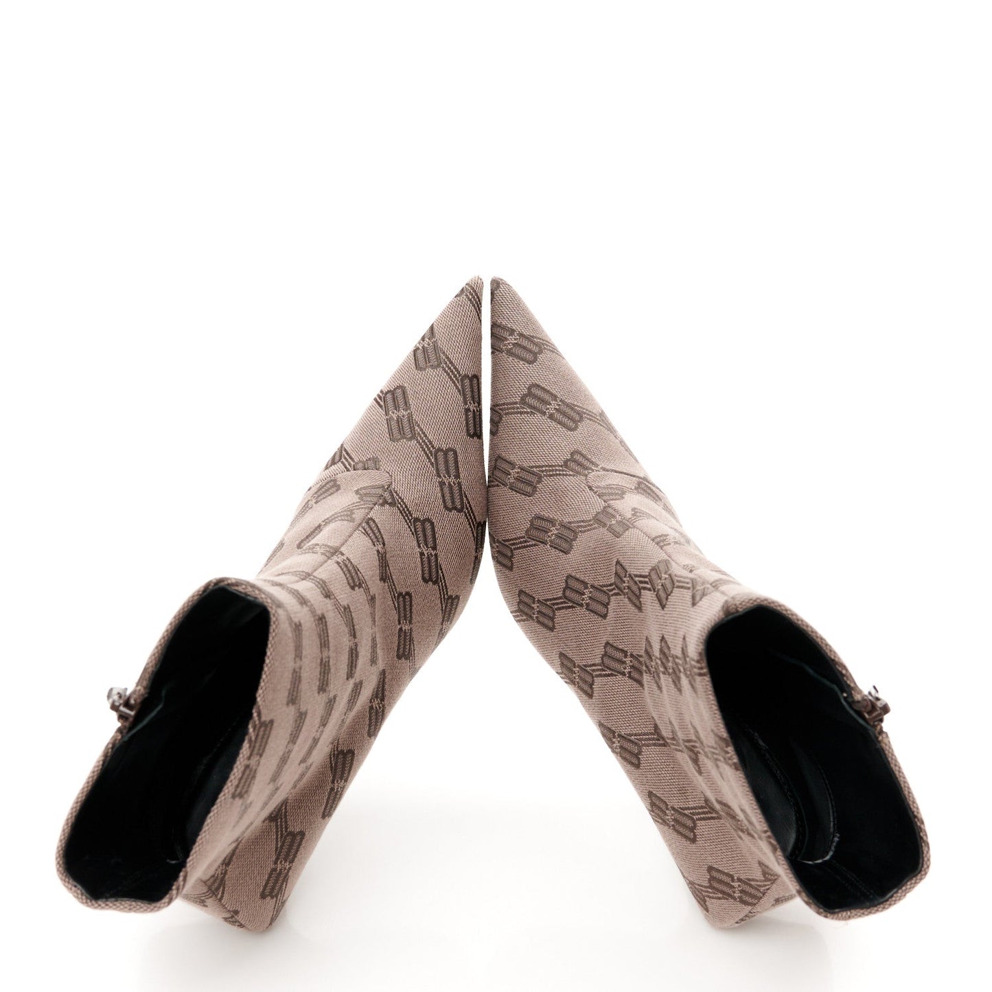 Balenciaga Jacquard BB Monogram Knife 80mm Bootie 37 Dark Mink Grey Dark Brown