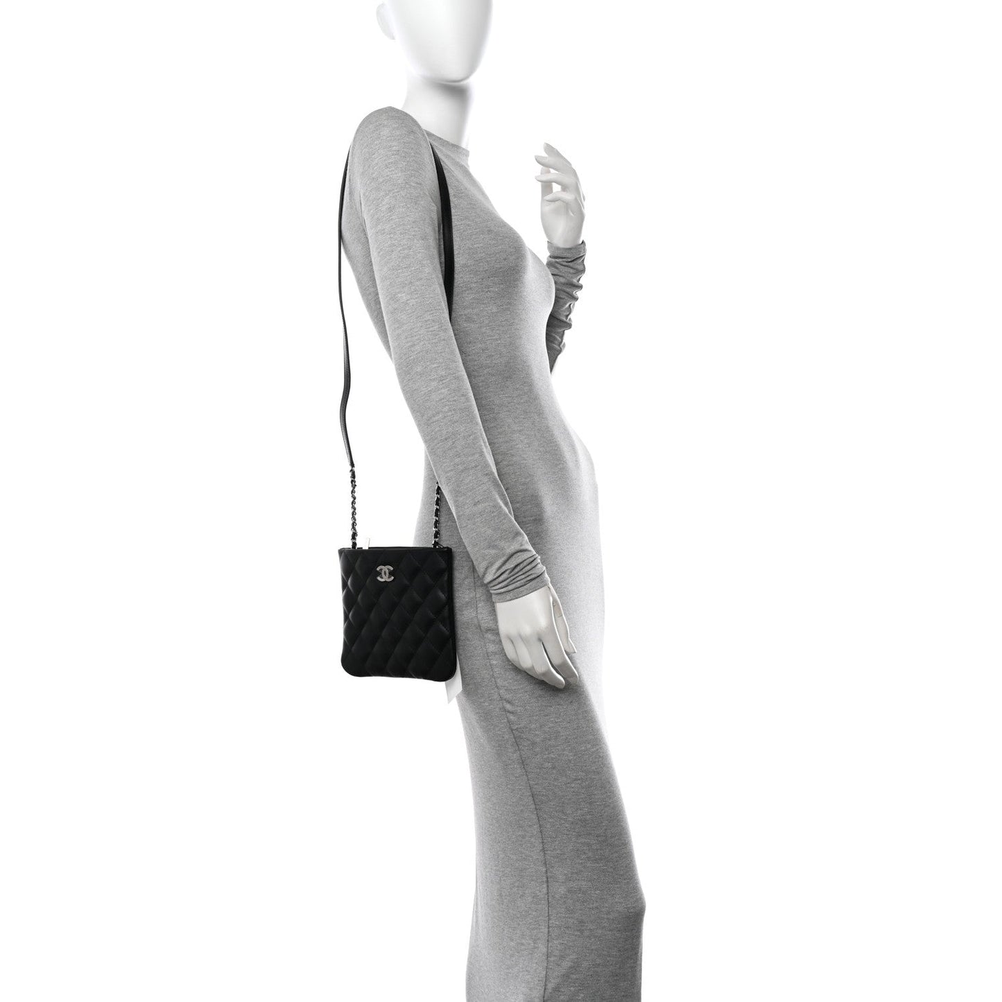 Amelia Lambskin Quilted Crossbody Bag Black