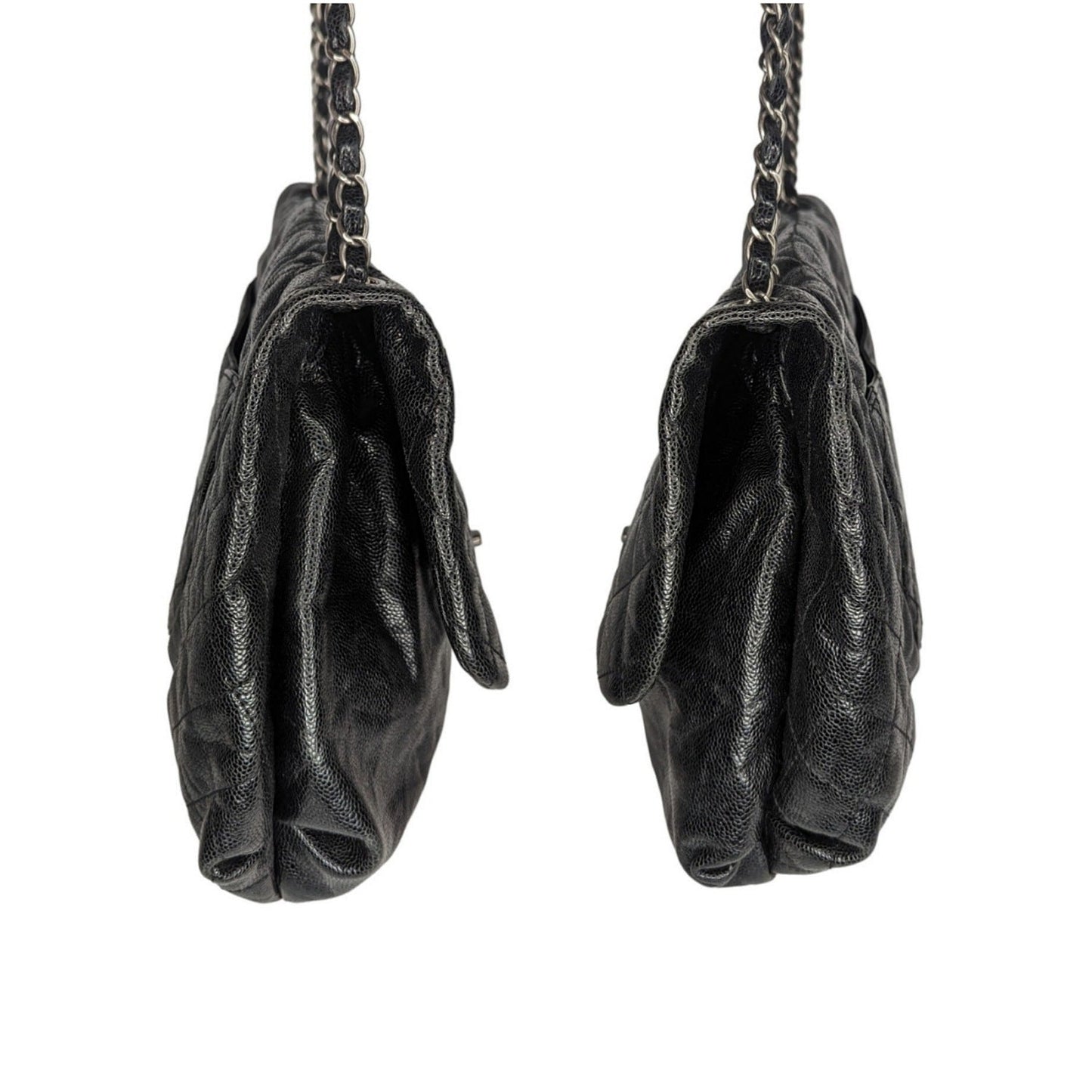 Chanel Elastic CC Flap Bag Glazed Caviar Hobo Shoulder Bag