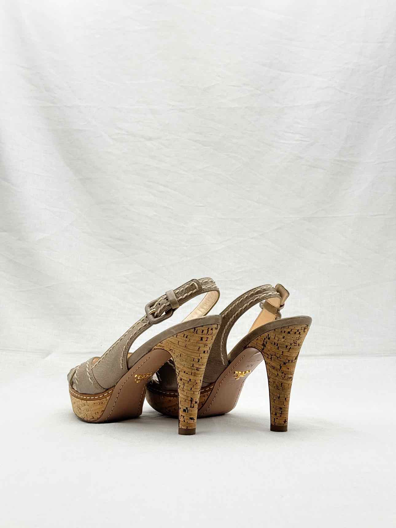 PRADA Grey Size EU 36.5 Heeled Sandals