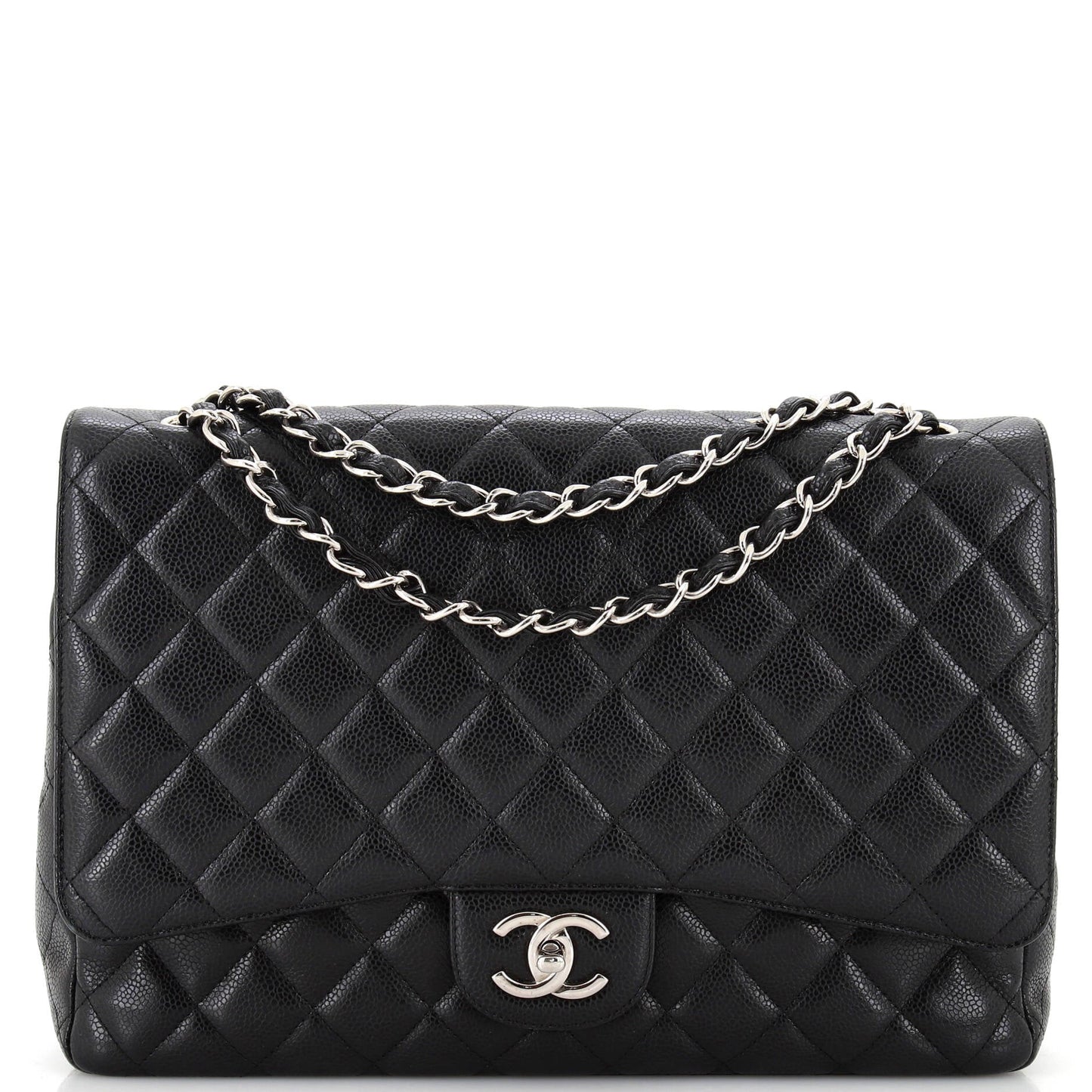 CHANEL Classic Double Flap Bag Quilted Caviar Maxi