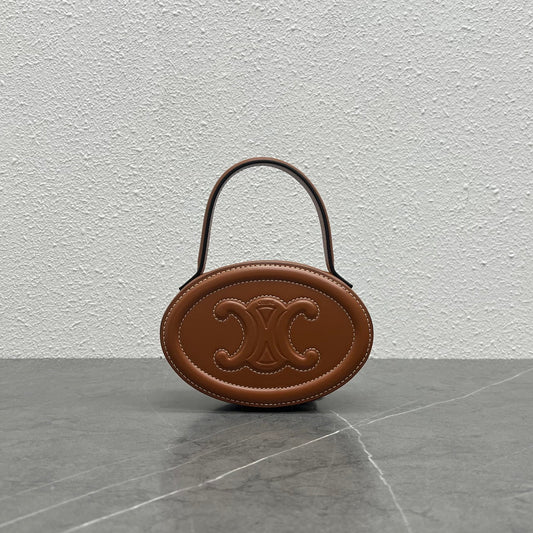 CE Oval Minaudiere Cuir Triomphe Brown For Women 6in/11.5Amelia198613DU6.04LU