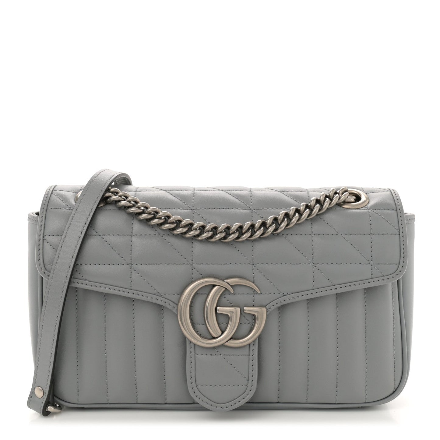 Amelia Calfskin Matelasse Aria Small GG Marmont Shoulder Bag Deep Grey