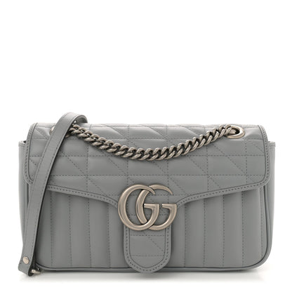 Amelia Calfskin Matelasse Aria Small GG Marmont Shoulder Bag Deep Grey