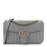 Amelia Calfskin Matelasse Aria Small GG Marmont Shoulder Bag Deep Grey
