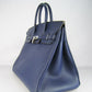Hermes Birkin 35cm Togo Leather Handbags 6099 Dark Blue Silver