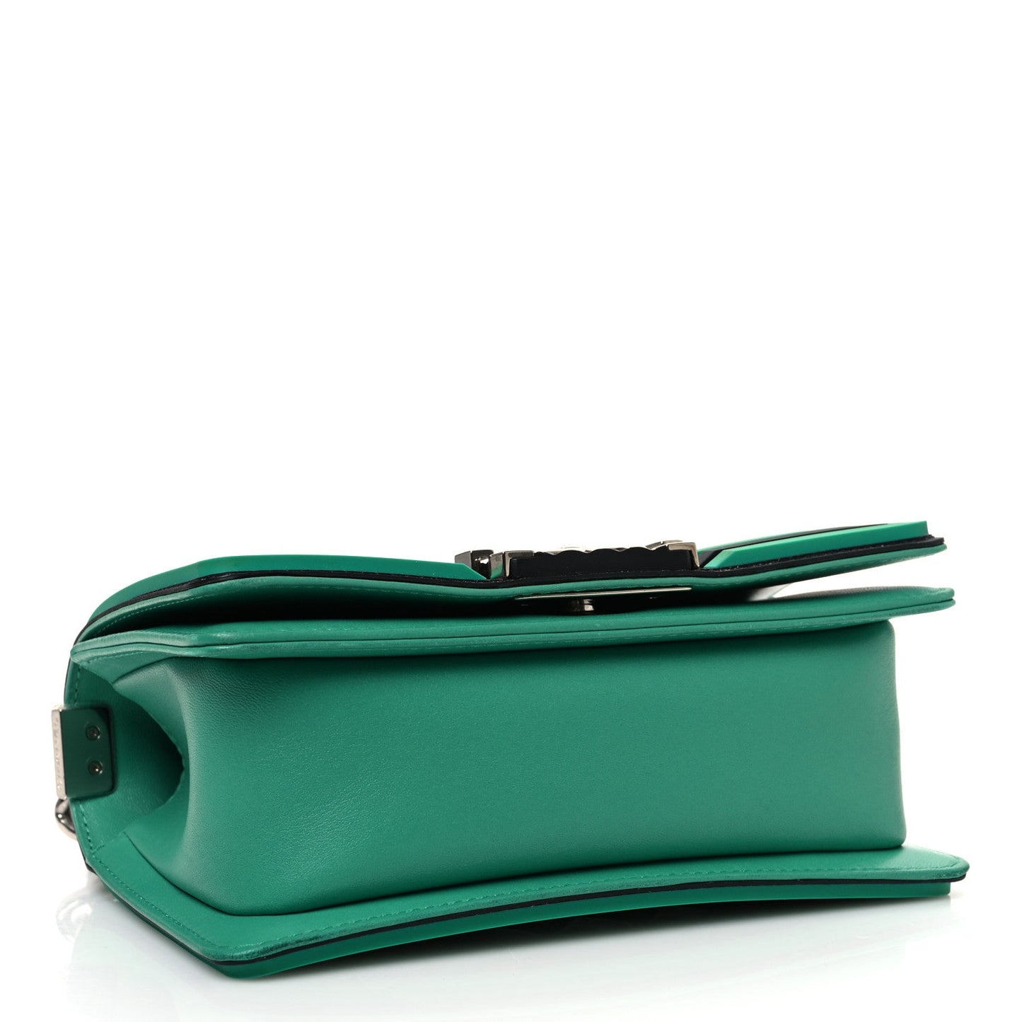 Amelia Lambskin Rubber Quilted Small Tone Boy Flap Green Black