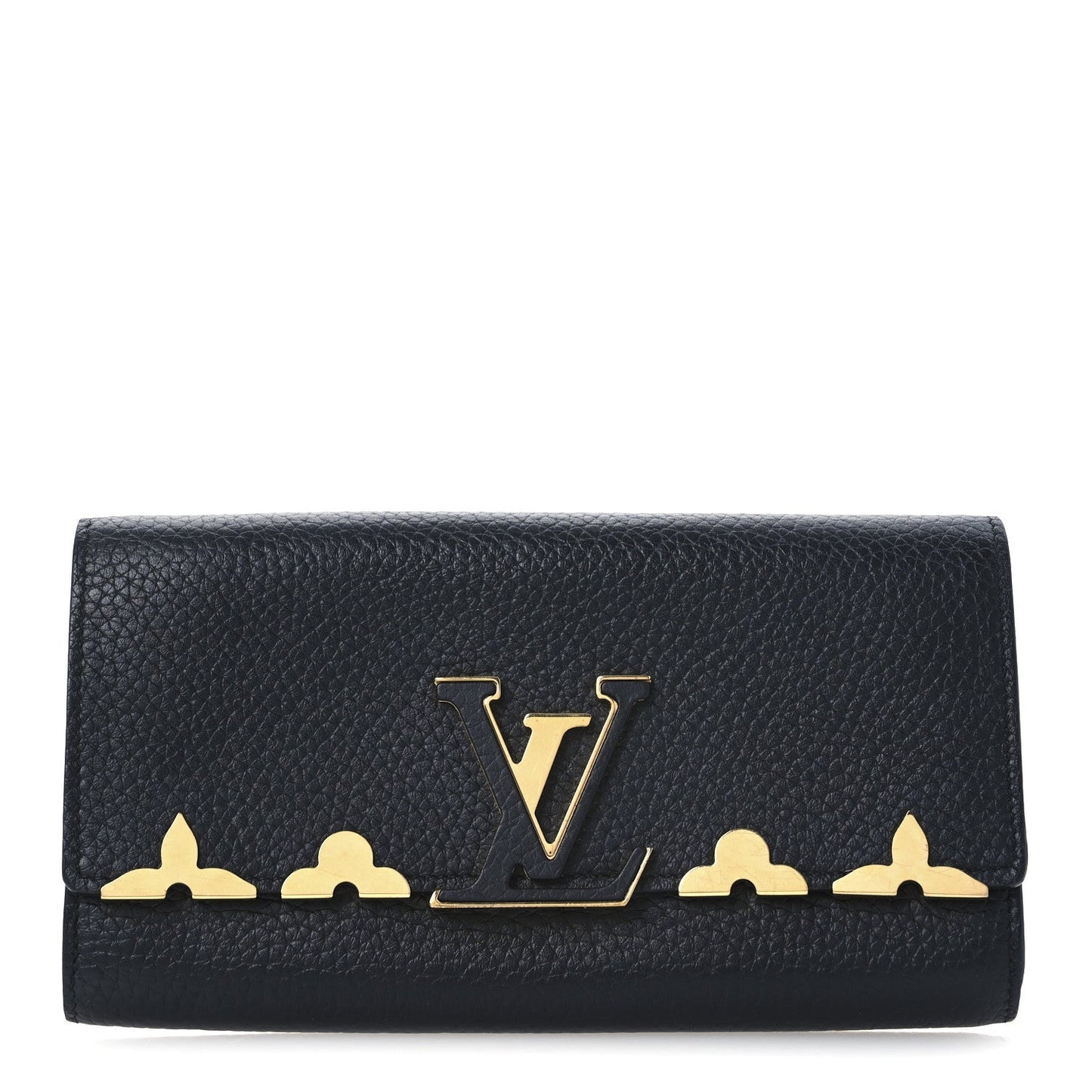 Louis Vuitton Taurillon Embellished Capucines Long Wallet Black