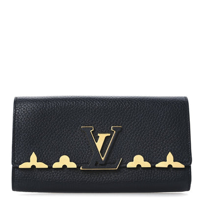 Louis Vuitton Taurillon Embellished Capucines Long Wallet Black