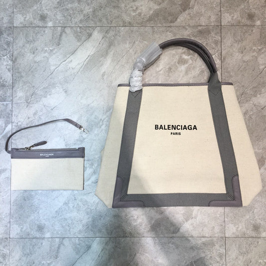 BLN-Ciaga Navy Medium Cabas Tote Bag In Gray, For Women,  Bags 14.1in/36cm