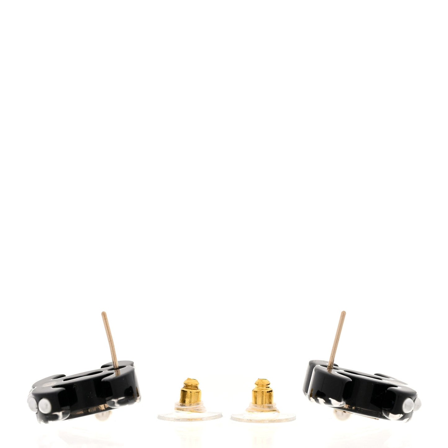 Amelia Resin Crystal Pearl CC Earrings Black