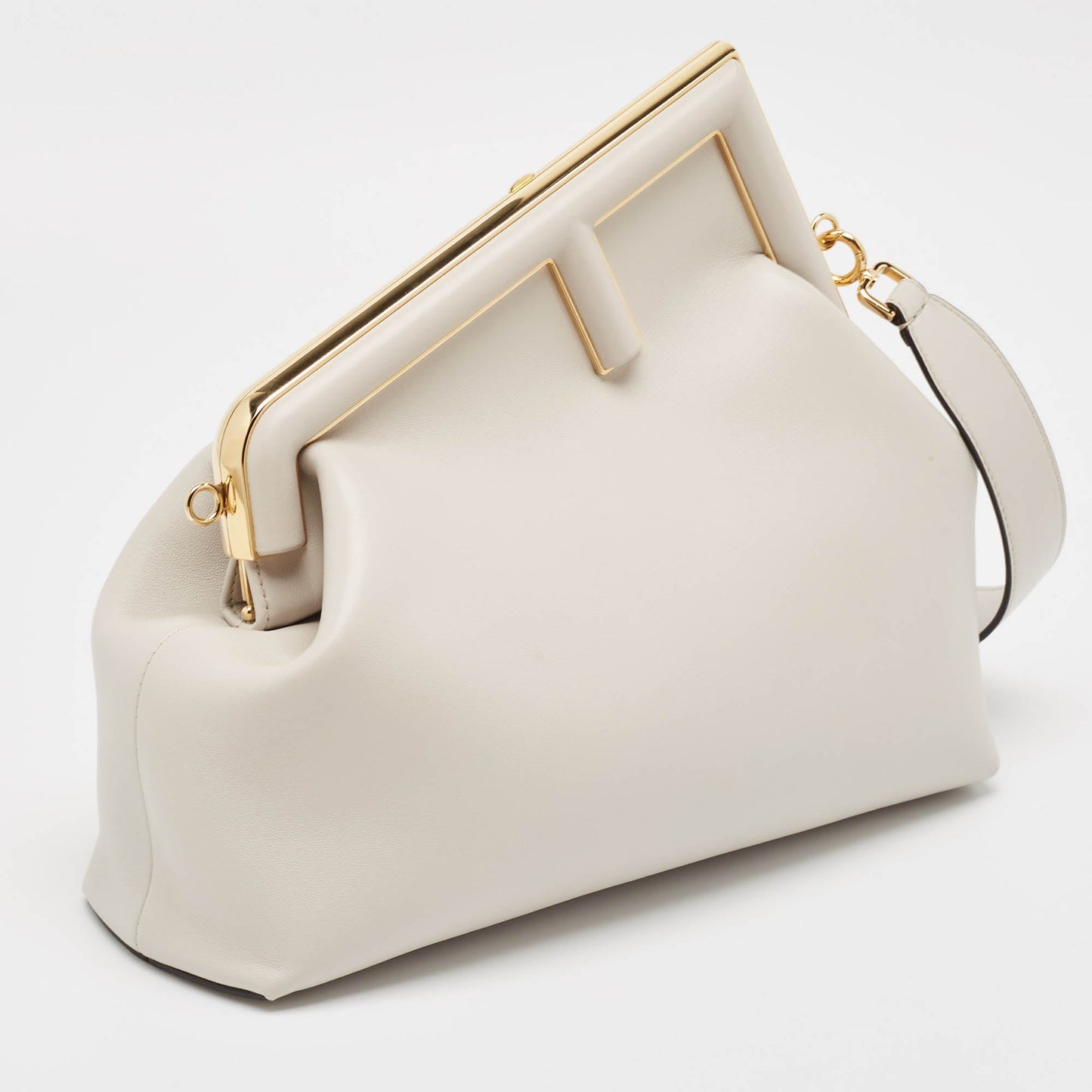 Fendi Grey Leather Midi Fendi First Clutch
