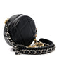 Amelia Lambskin Quilted 19 Round Clutch With Chain Black