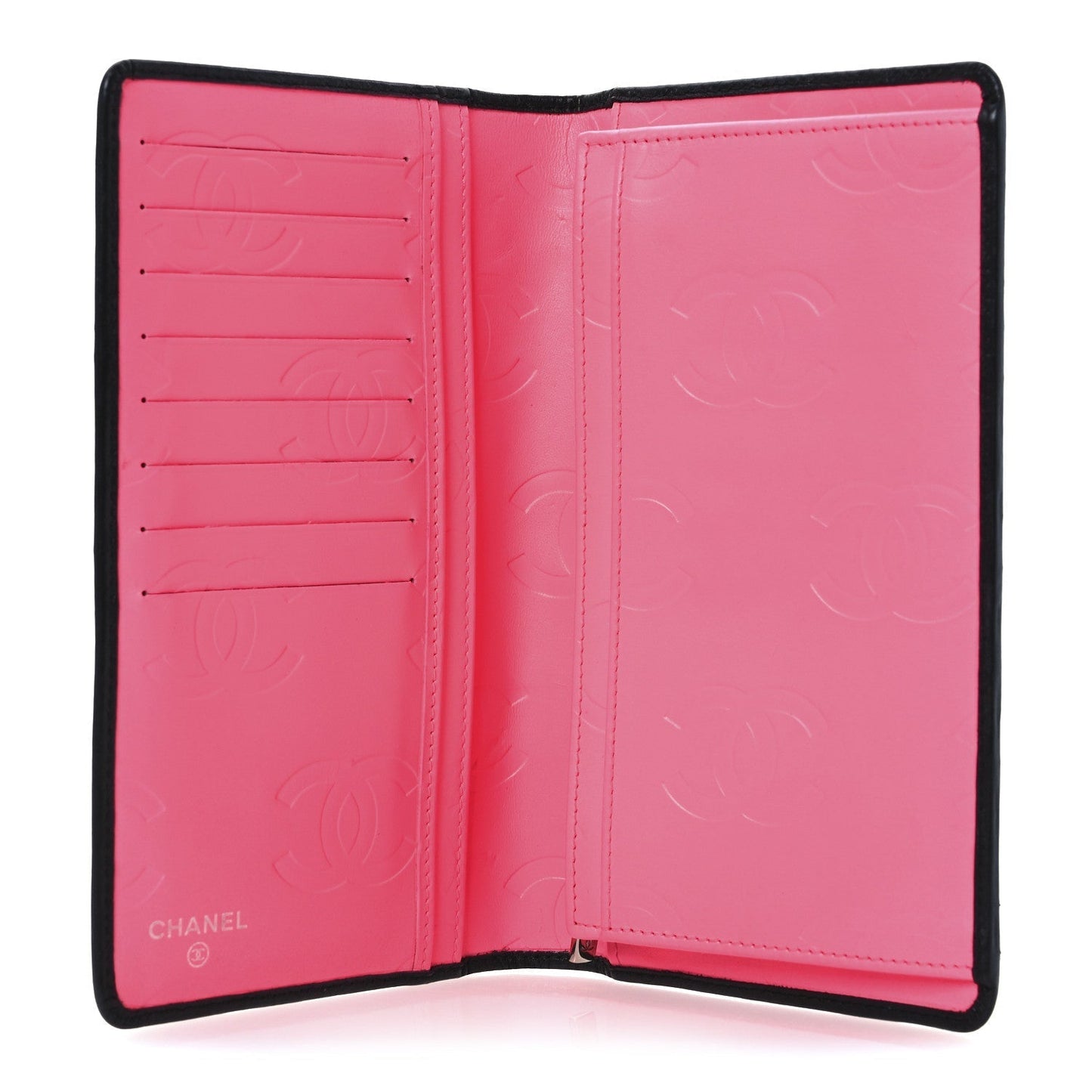 Amelia Calfskin Quilted Cambon Yen Wallet Black
