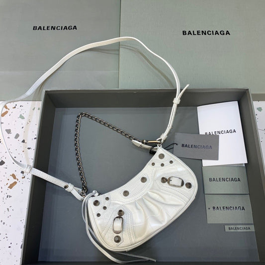 BLN-Ciaga Le Cagole Mini Bag With Chain In White, For Women,  Bags 8.2in/21cm