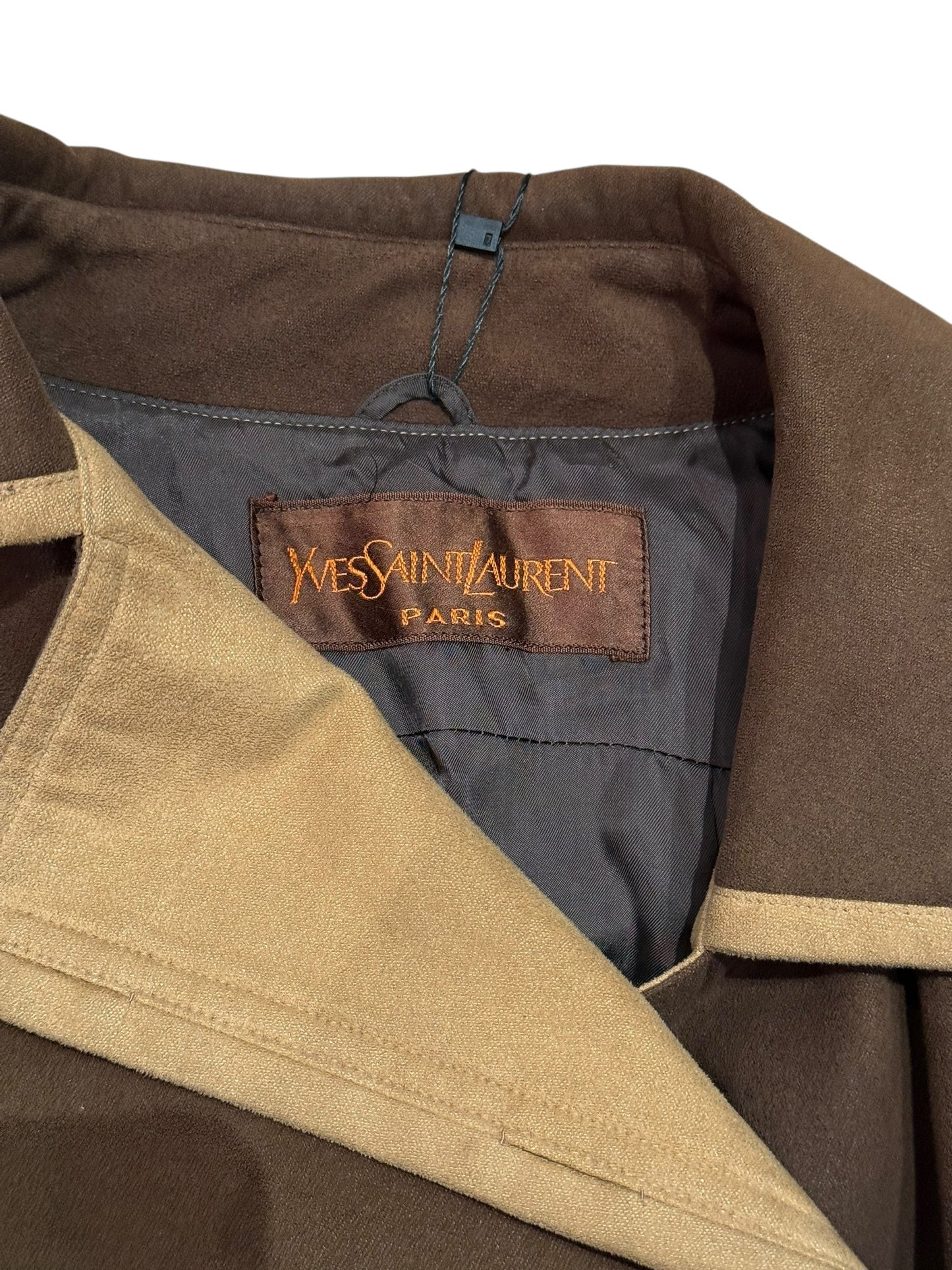 YSL   Brown Lined Suede Button Down Jacket