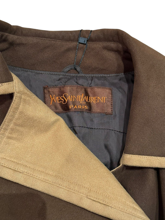YSL   Brown Lined Suede Button Down Jacket