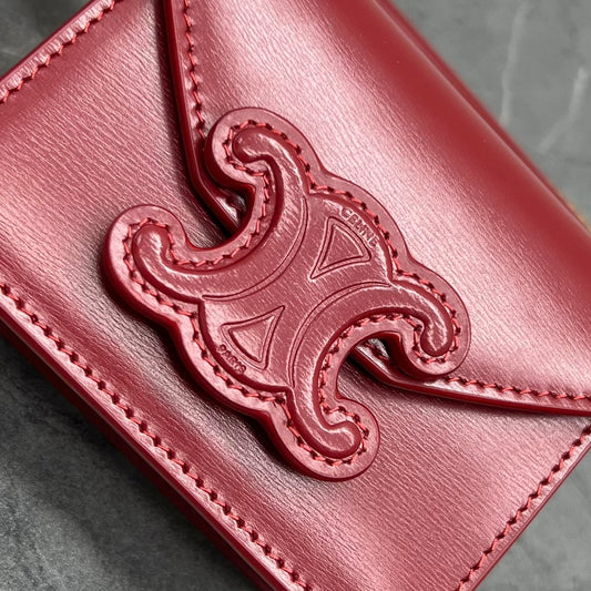 CE Card Holder On Chain Triomphe Red For Women 4in/11Amelia10J743DPV.27VD
