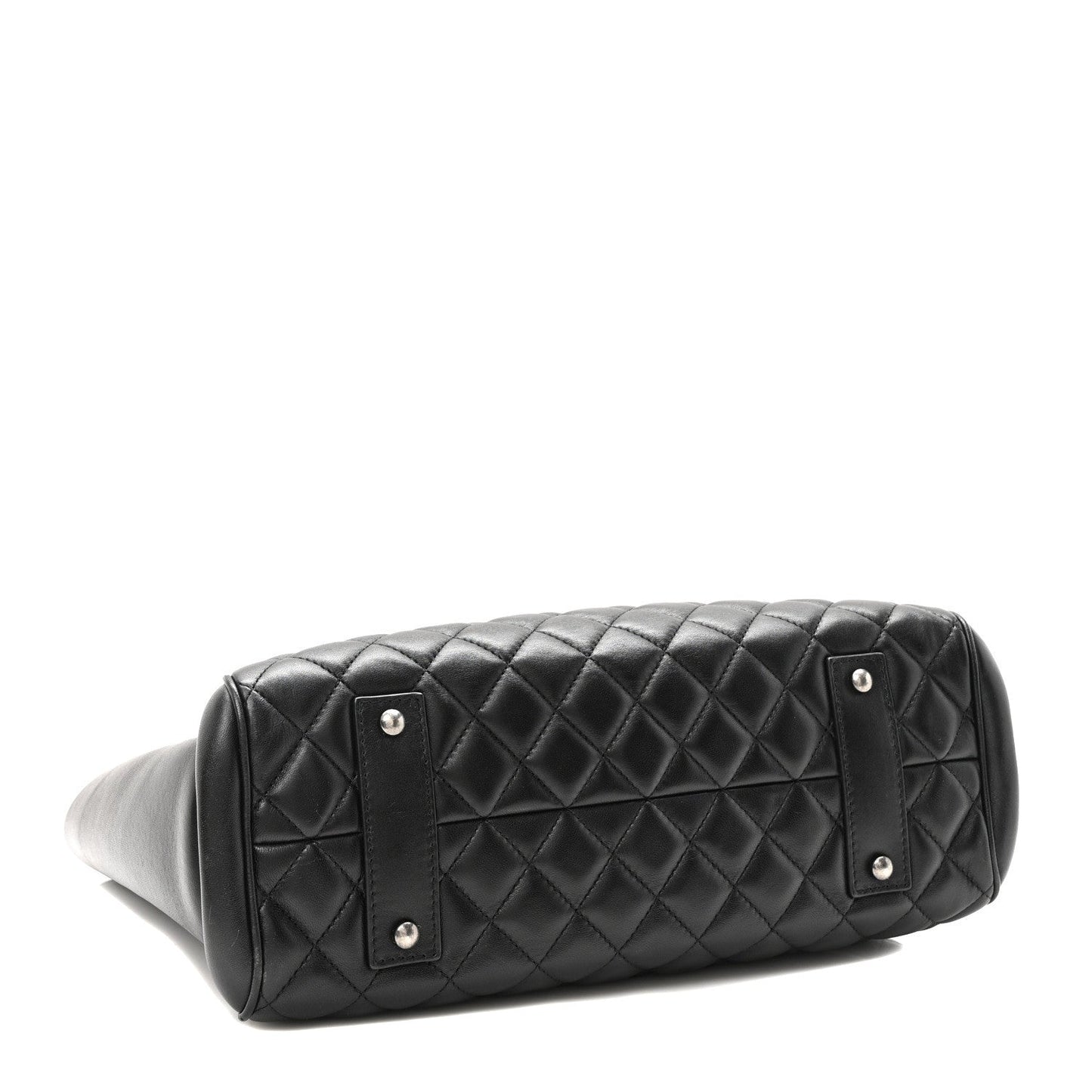Amelia Lambskin Quilted Shopping Tote Black