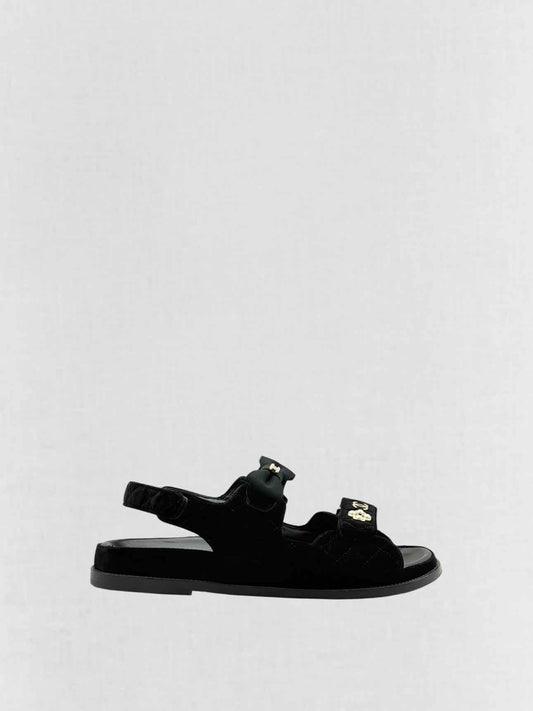 CHANEL Velvet Dad Black Quilted Size EU 42 Sandals