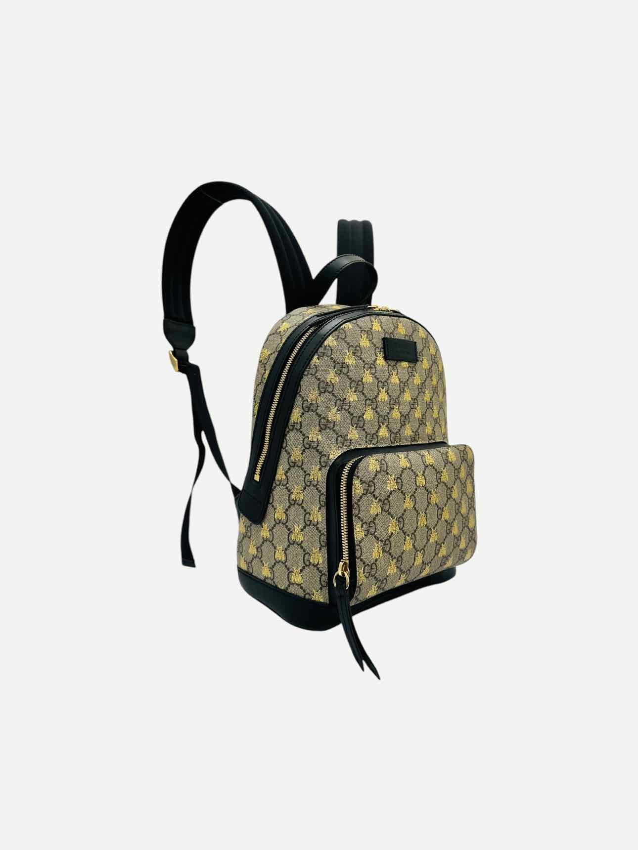 GUCCI Ophidia Brown & Black GG Supreme Bees Backpack