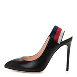 Amelia Malaga Kid Web Sylvie High Heel Slingback Pumps 37.5 Black