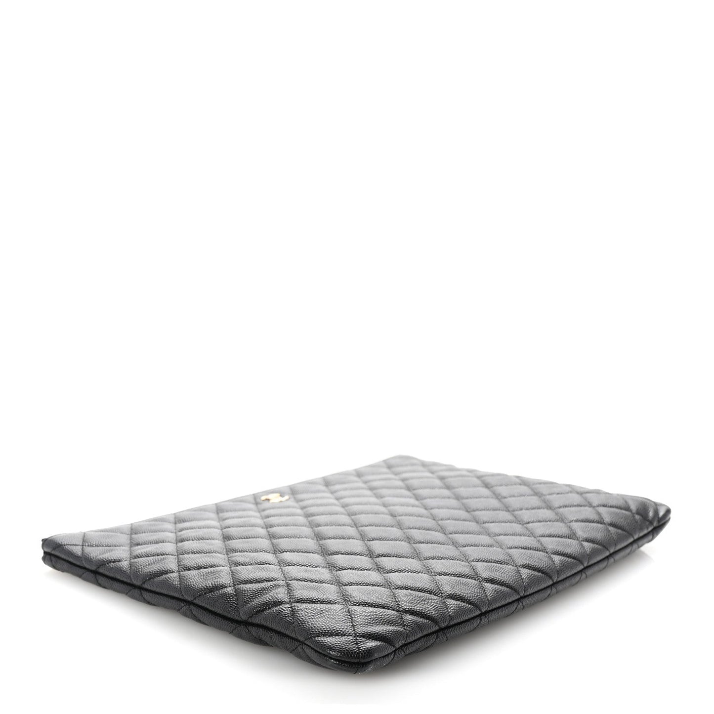 Amelia Caviar Quilted Large Cosmetic Case Black