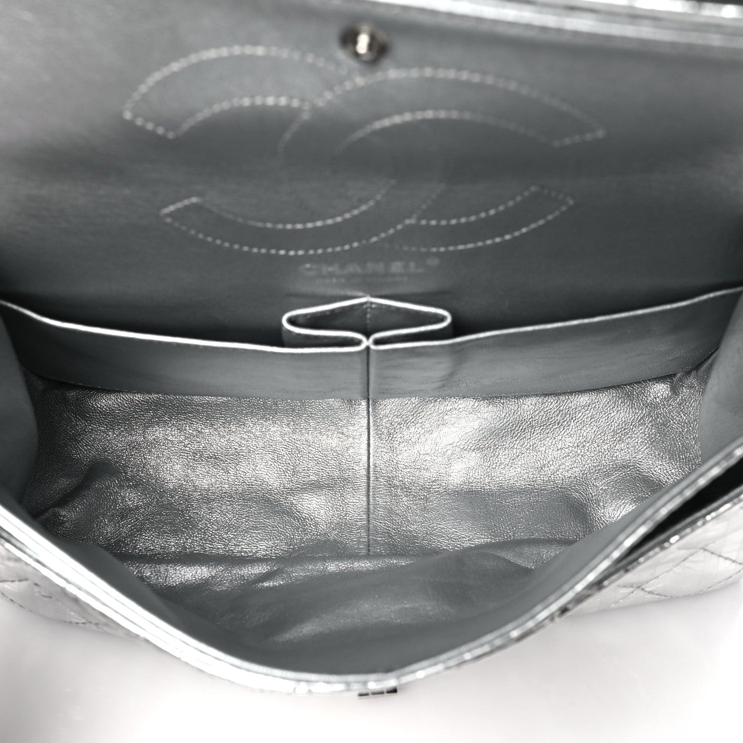 Amelia Striped Calfskin 2.55 Reissue 226 Flap Silver