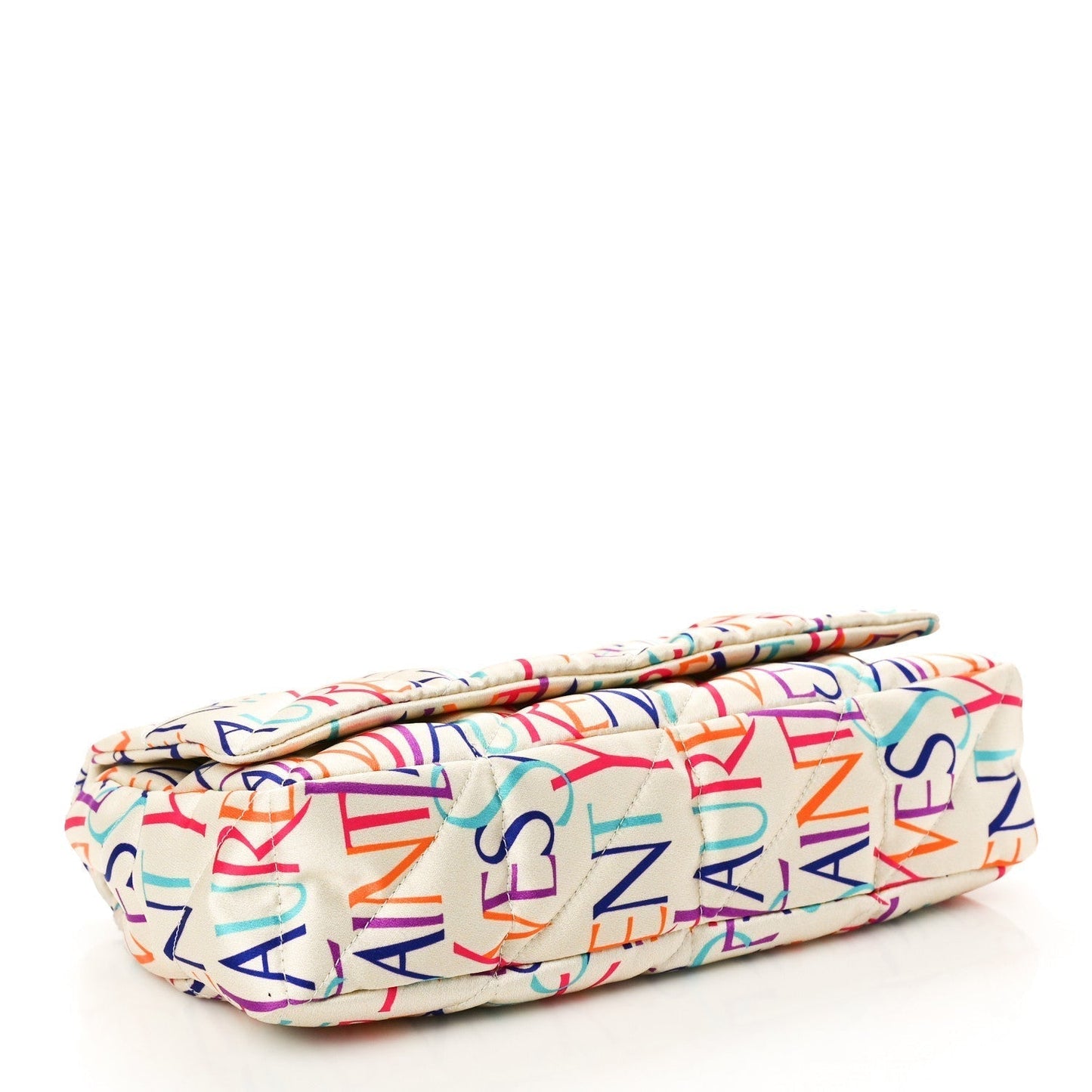 Saint Laurent Silk Carre Rive Gauche Print Patchwork Monogram Medium Jamie Multicolor White