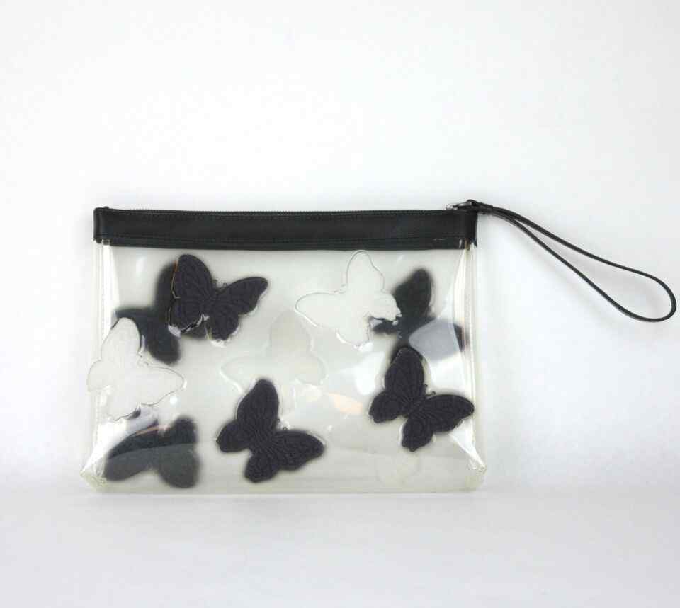 BOTTEGA VENETA Women's clear Wristlet Clutch Bag Butterfly