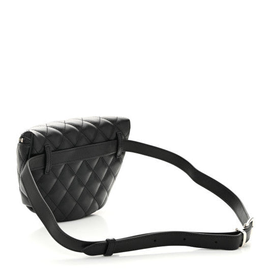 Amelia Calfskin Quilted Waist Belt Bag Black