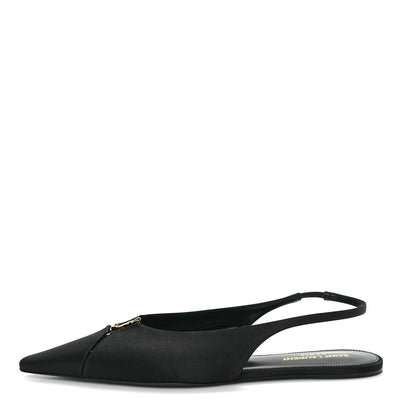 Saint Laurent Raso Nappa Babylone 00 Slingback Flats 38 Black