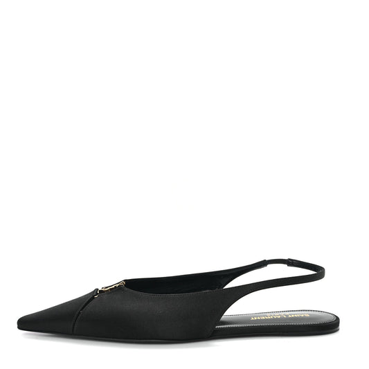 Saint Laurent Raso Nappa Babylone 00 Slingback Flats 38 Black