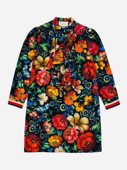 GUCCI Black Multicolor Size Large Knee Length Dress