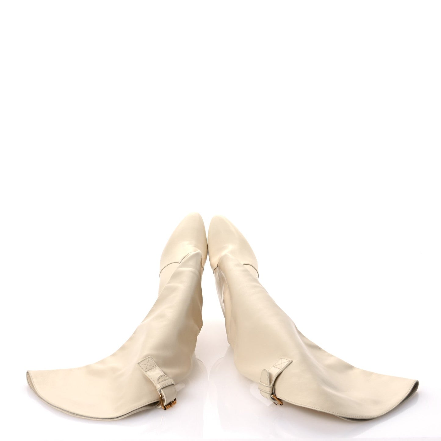 Saint Laurent Lambskin Koller 110 Tall Boots 40 Real Beige