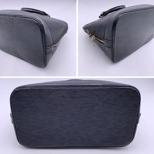 LOUIS VUITTON   Black Epi Leather Alma Top Handle Bag