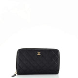 CHANEL Zip Around Organizer Wallet Quilted Caviar Large