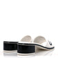 Amelia Cotton Logo Mule Sandals 39 White Black