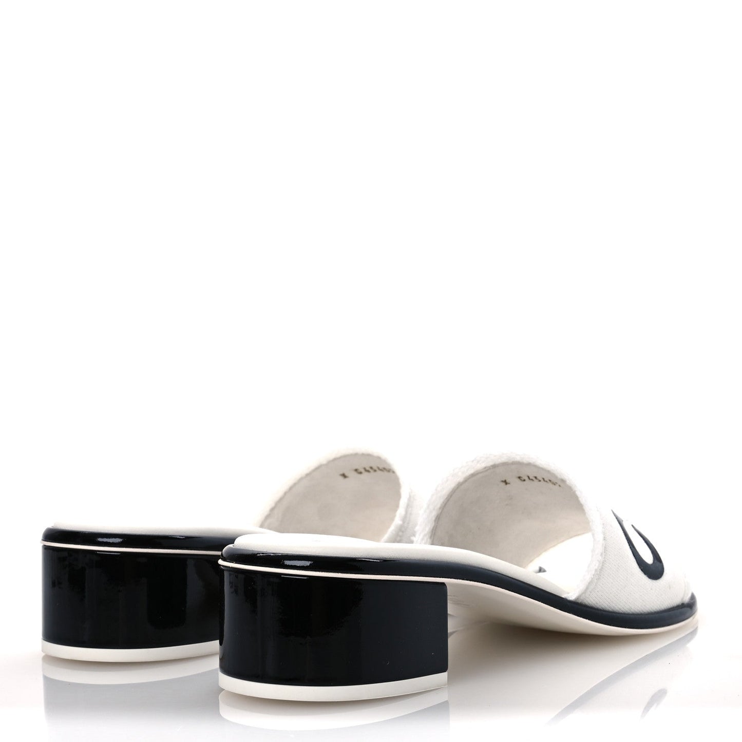 Amelia Cotton Logo Mule Sandals 39 White Black