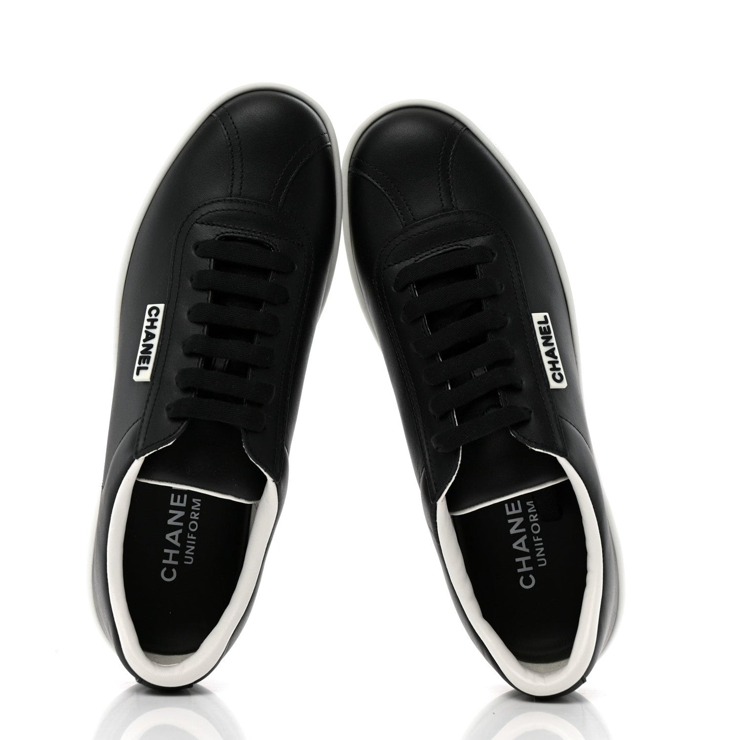 Amelia Calfskin CC Womens Sneakers 38 Black